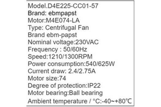 ABB D4E225-CC01-39 (replacement: D4E225-CC01-57) FAN