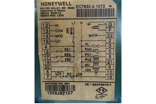 Honeywell EC7850A1072 Burner control
