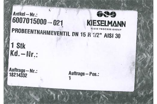 Kieselmann DN 15 R ½   AISI 30 sample valve