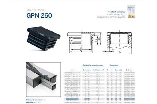 Pöppelmann GPN 260 Q 4040 4/P SQUARE PLUG